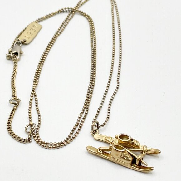 Madewell Jewelry - Madewell 1937 Vintage Ski Boots Skiing Skier Pendant Necklace Gold Tone 30"